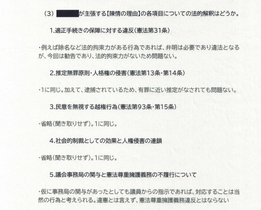 Sukagawa City Council Internal Documents: Legal Consultation Conducted after a Petition Seeking Corrective Measures for Human Rights Violations